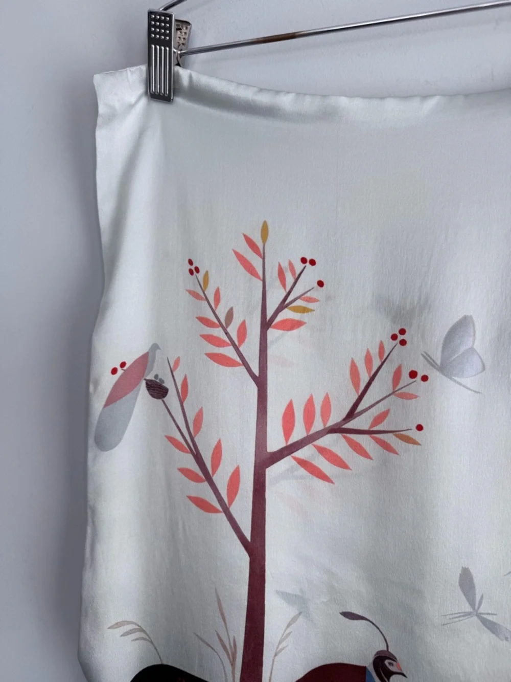 West Elm Silk Pillow Cover 20x20 Nature Print Bird Tree Minimalist Boho Decor